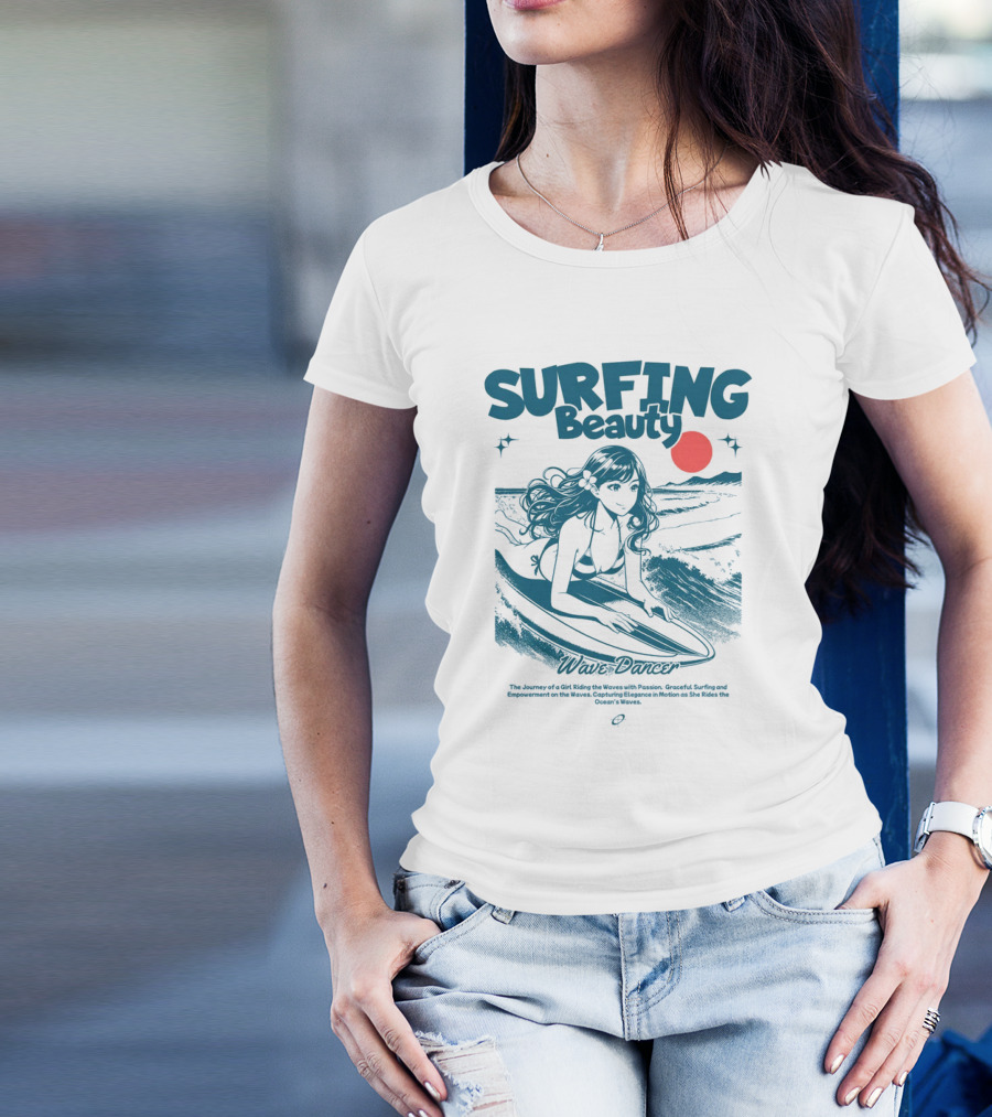 SURFING Beauty Wave Dancer Ocean's Waves Passion Graceful Surfing Empowerment Elegant Motion T-Shirt