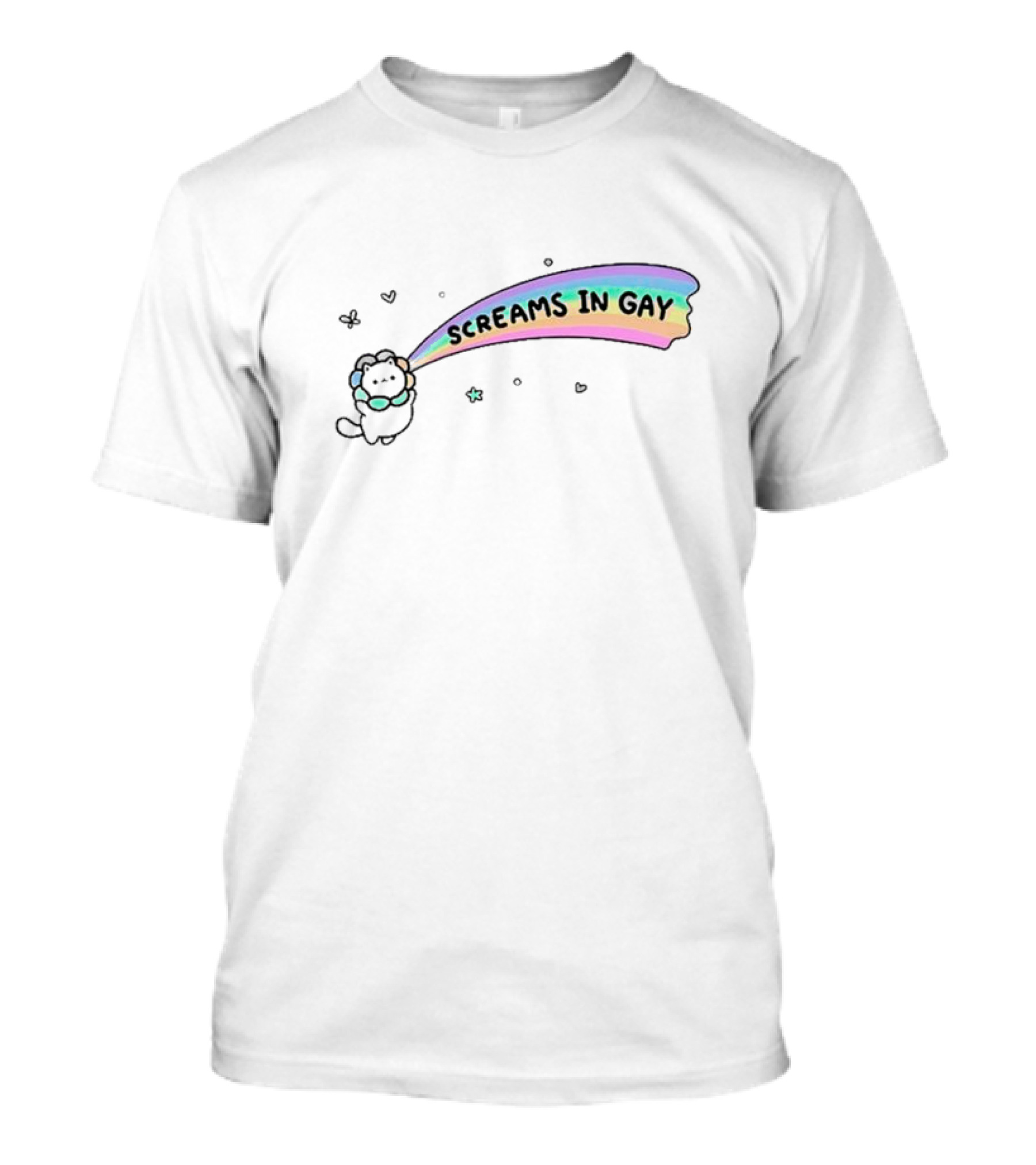 Cat Screams In Gay Rainbow Aesthetic T-Shirt