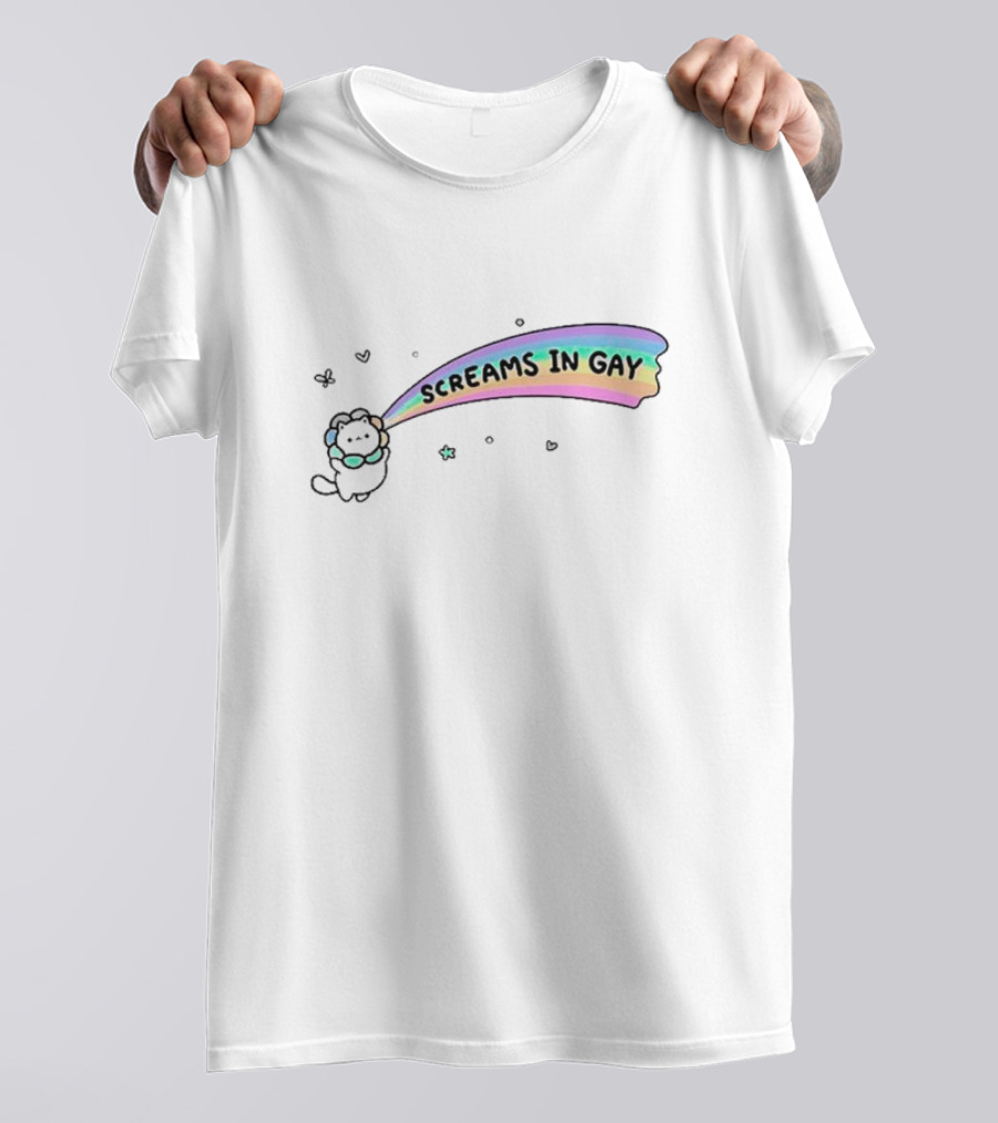 Cat Screams In Gay Rainbow Aesthetic T-Shirt