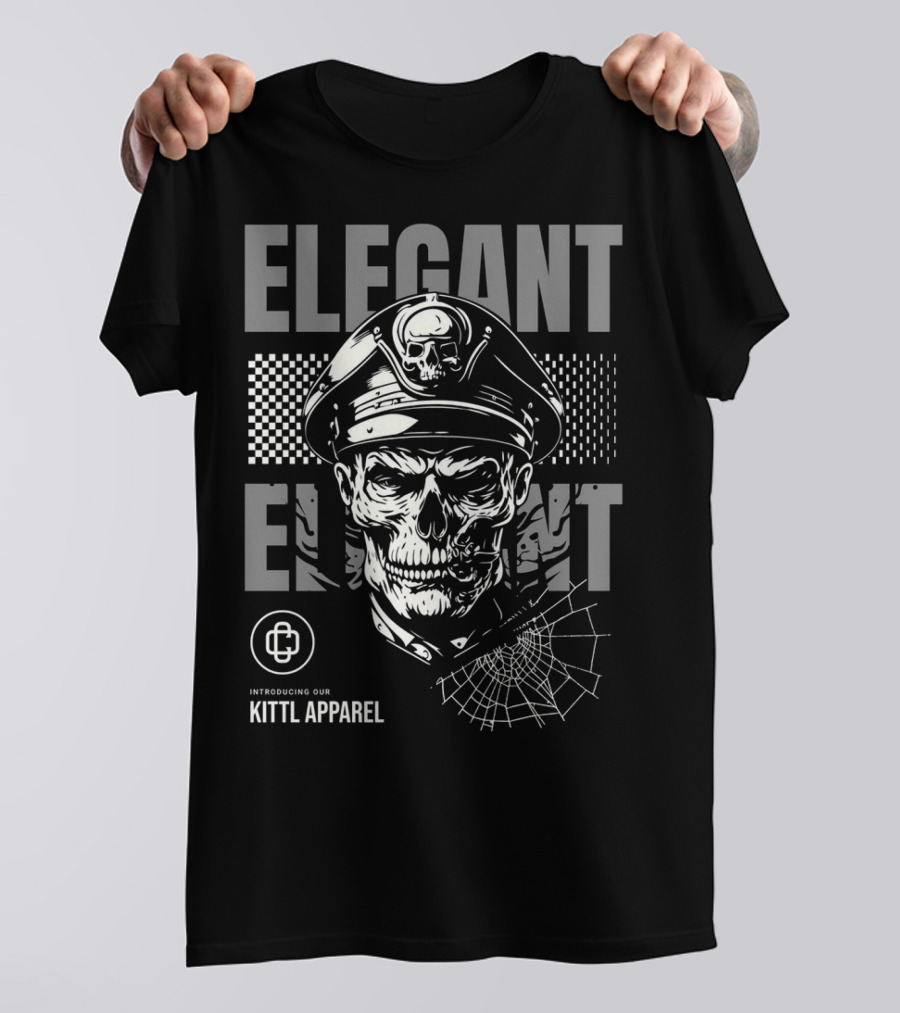 Elegant Captain Skull Kittl T-Shirt