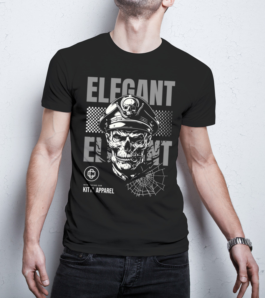 Elegant Captain Skull Kittl T-Shirt