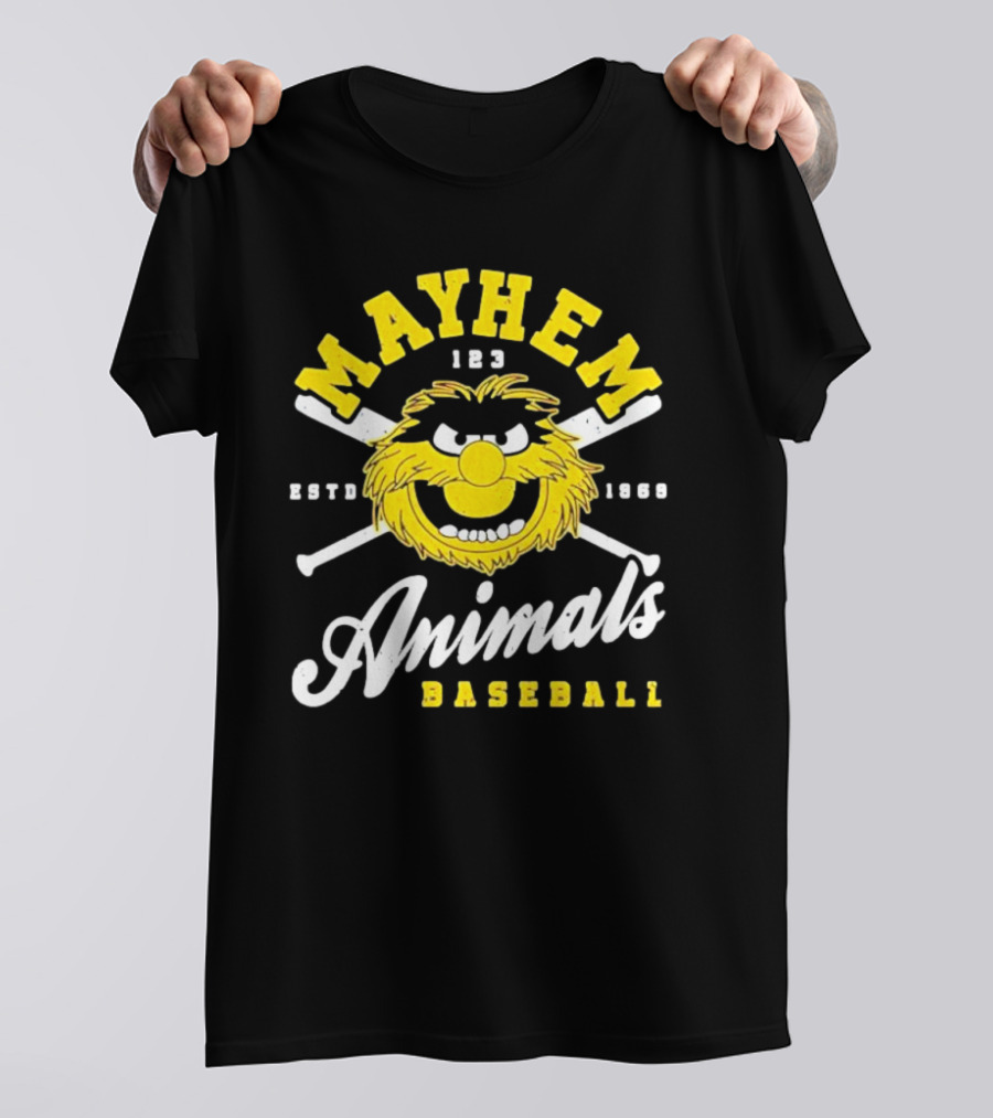 Mayhem 123 ESTD 1969 Animals Baseball T-Shirt