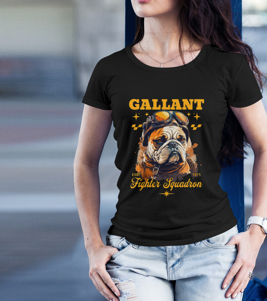 Gallant Bulldog Fighter Squadron 1975 Vintage Pilot Theme ESDT T-Shirt