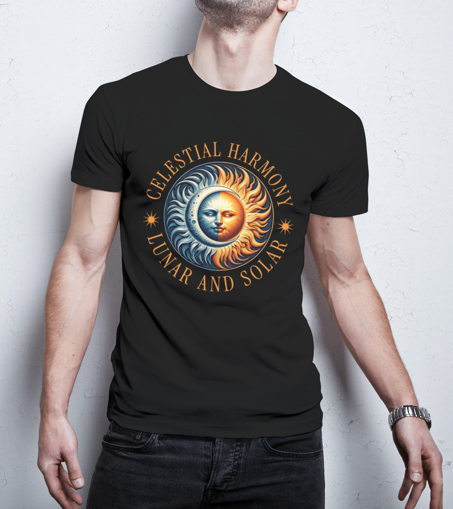 Celestial Harmony Lunar And Solar Duality Moon And Sun Symmetry T-Shirt