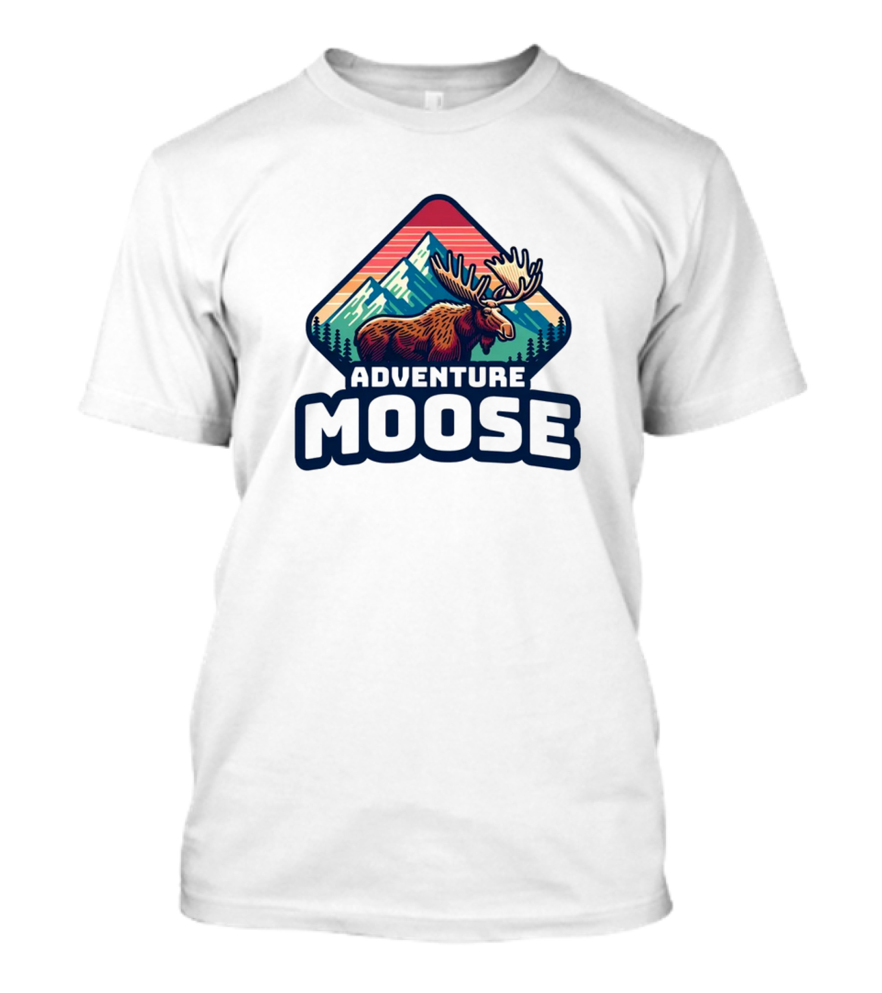 Adventure Moose Mountain Wilderness Retro Trekking T-Shirt