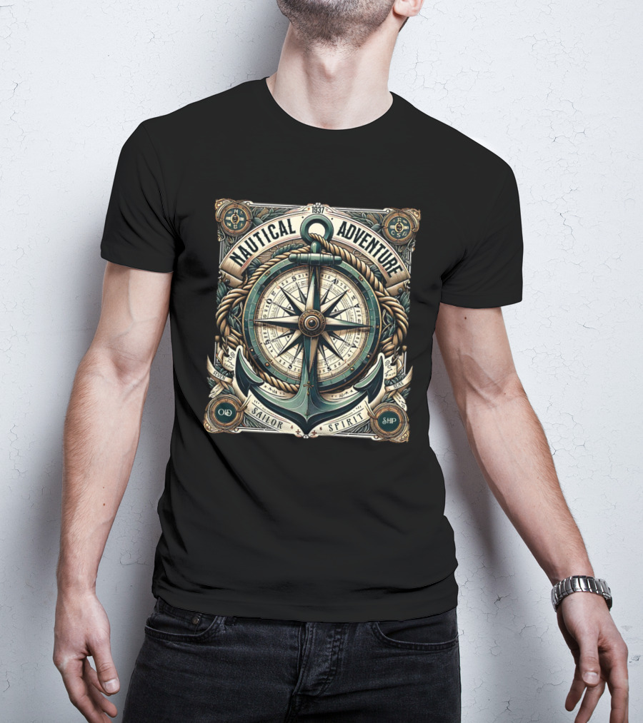 Nautical Adventure 1937 Old Sailor Spirit Ship Compass Anchor T-Shirt