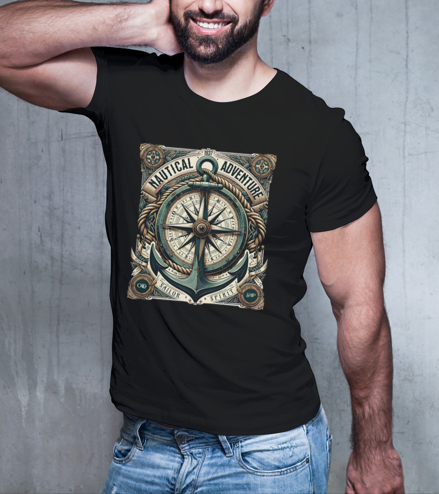 Nautical Adventure 1937 Old Sailor Spirit Ship Compass Anchor T-Shirt