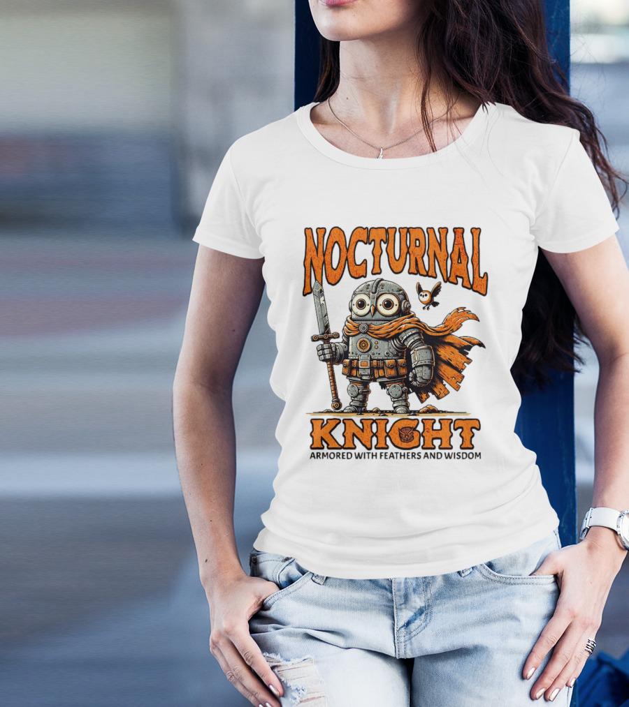 Nocturnal Knight Armored With Feathers And Wisdom Owl T-Shirt