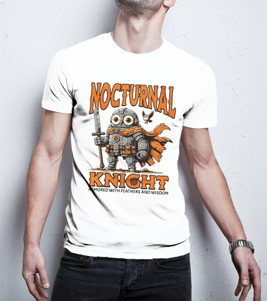 Nocturnal Knight Armored With Feathers And Wisdom Owl T-Shirt