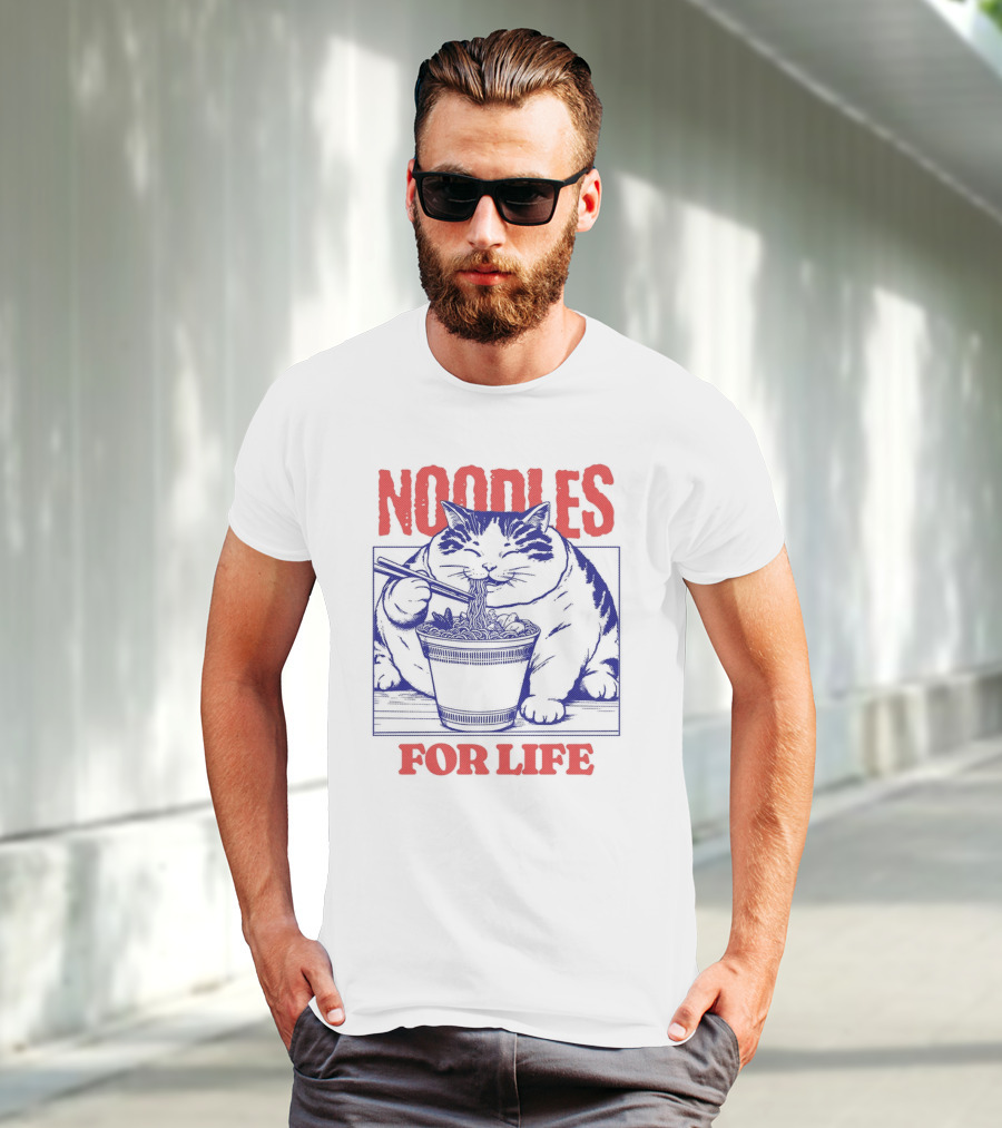 Noodles For Life Cat Eating Ramen T-Shirt