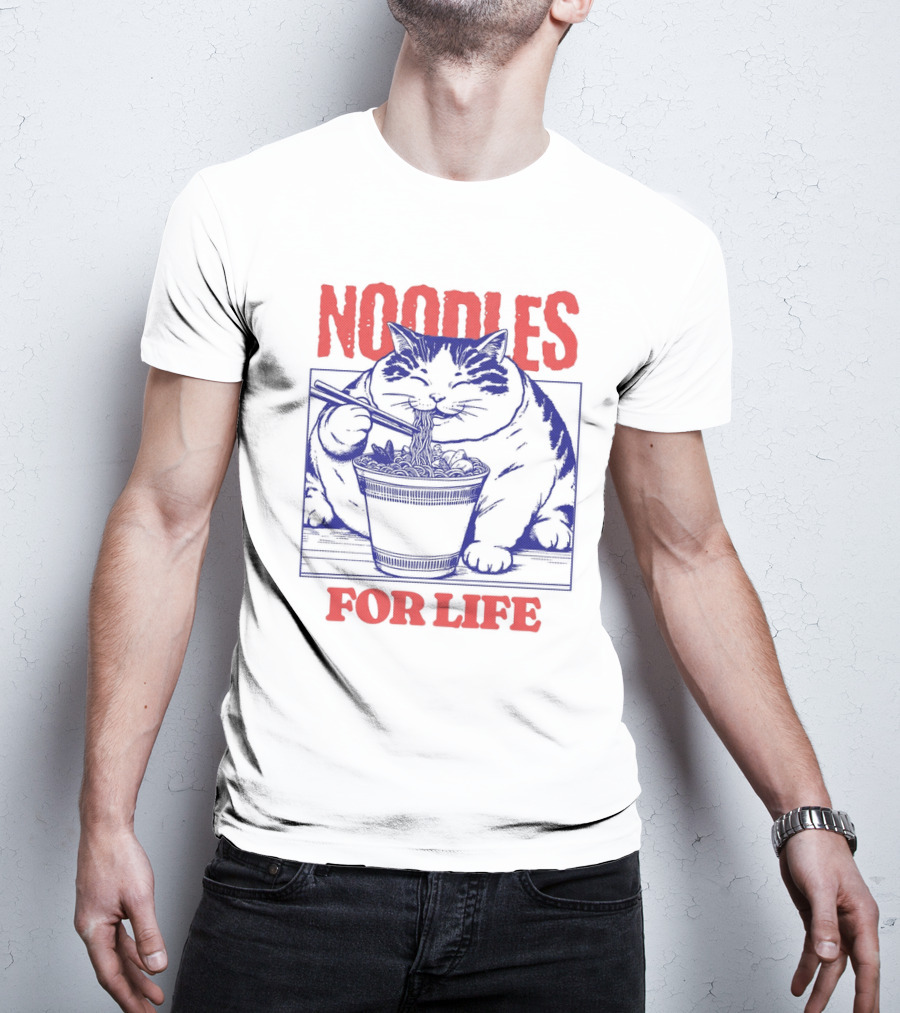 Noodles For Life Cat Eating Ramen T-Shirt