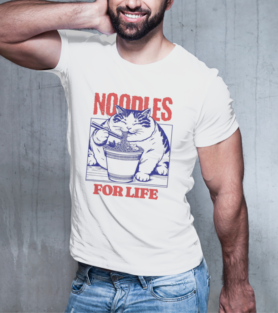 Noodles For Life Cat Eating Ramen T-Shirt