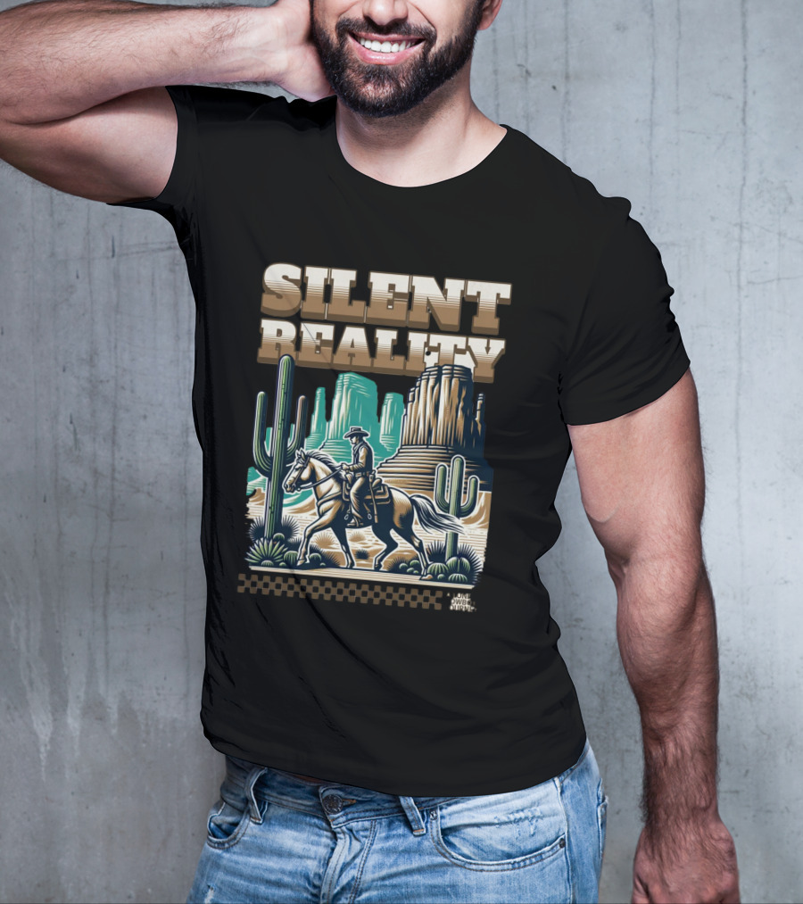 Silent Reality Cowboy Landscape With Cactus And Buttes T-Shirt