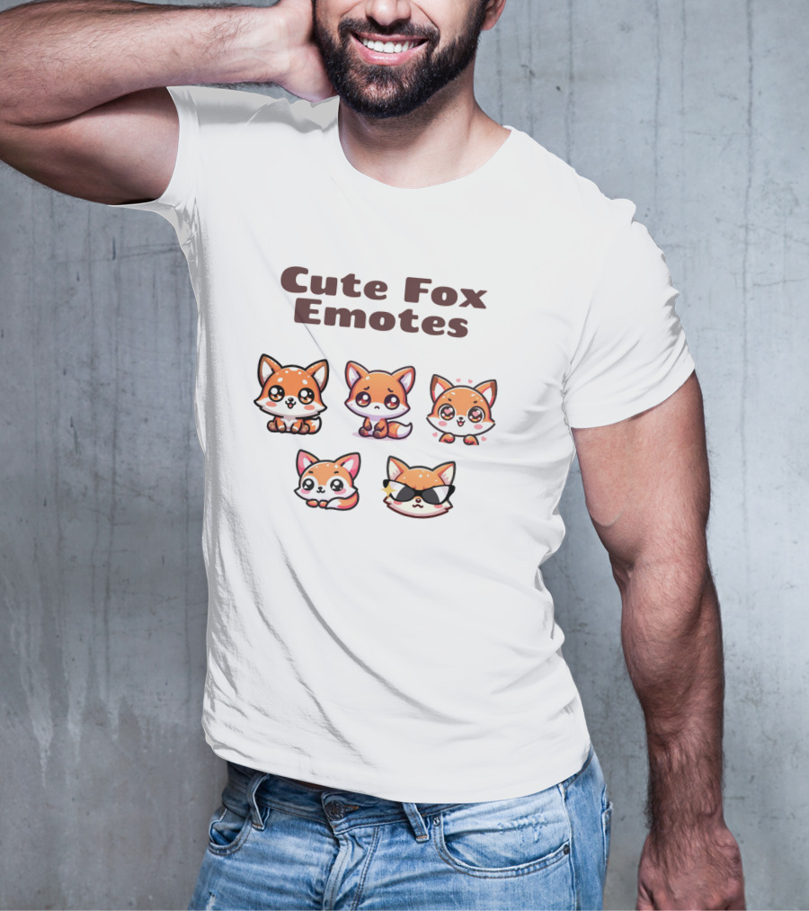 Cute Fox Emotes Collection Playful Expressions T-Shirt