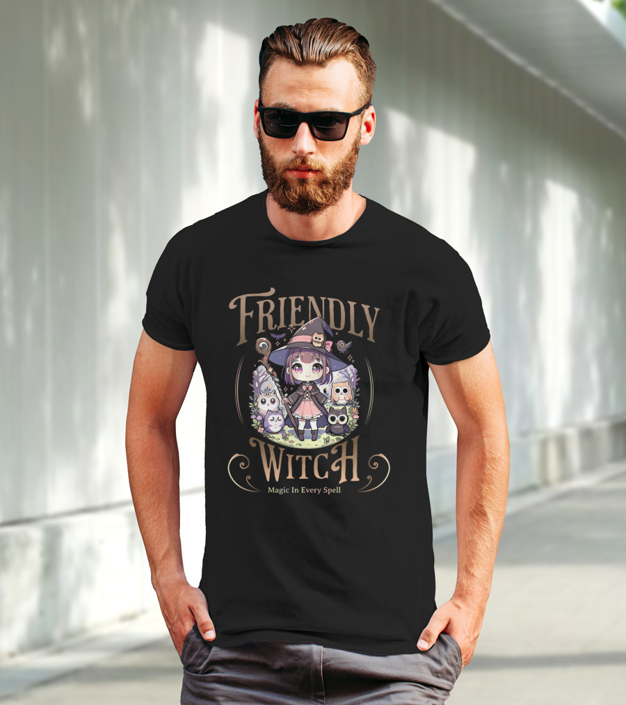 Friendly Witch Magic In Every Spell Kawai Owls Cute Anime T-Shirt