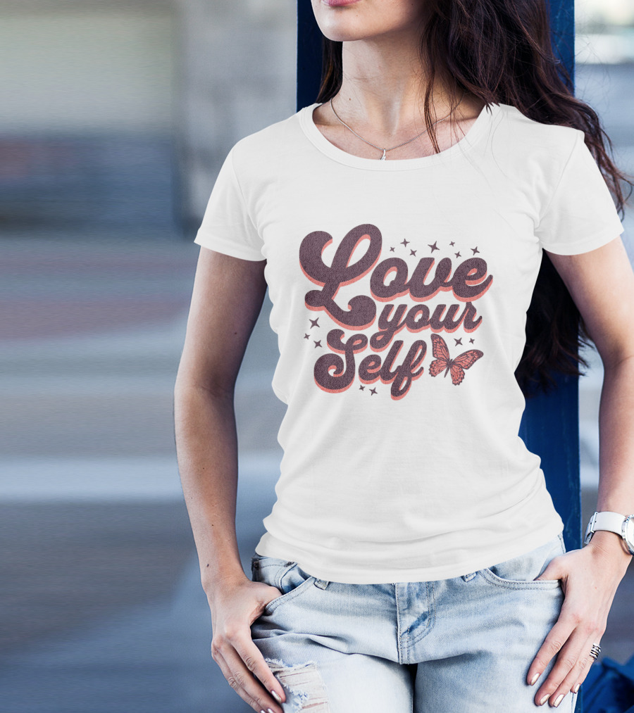 Love Yourself Butterfly With Stars T-Shirt