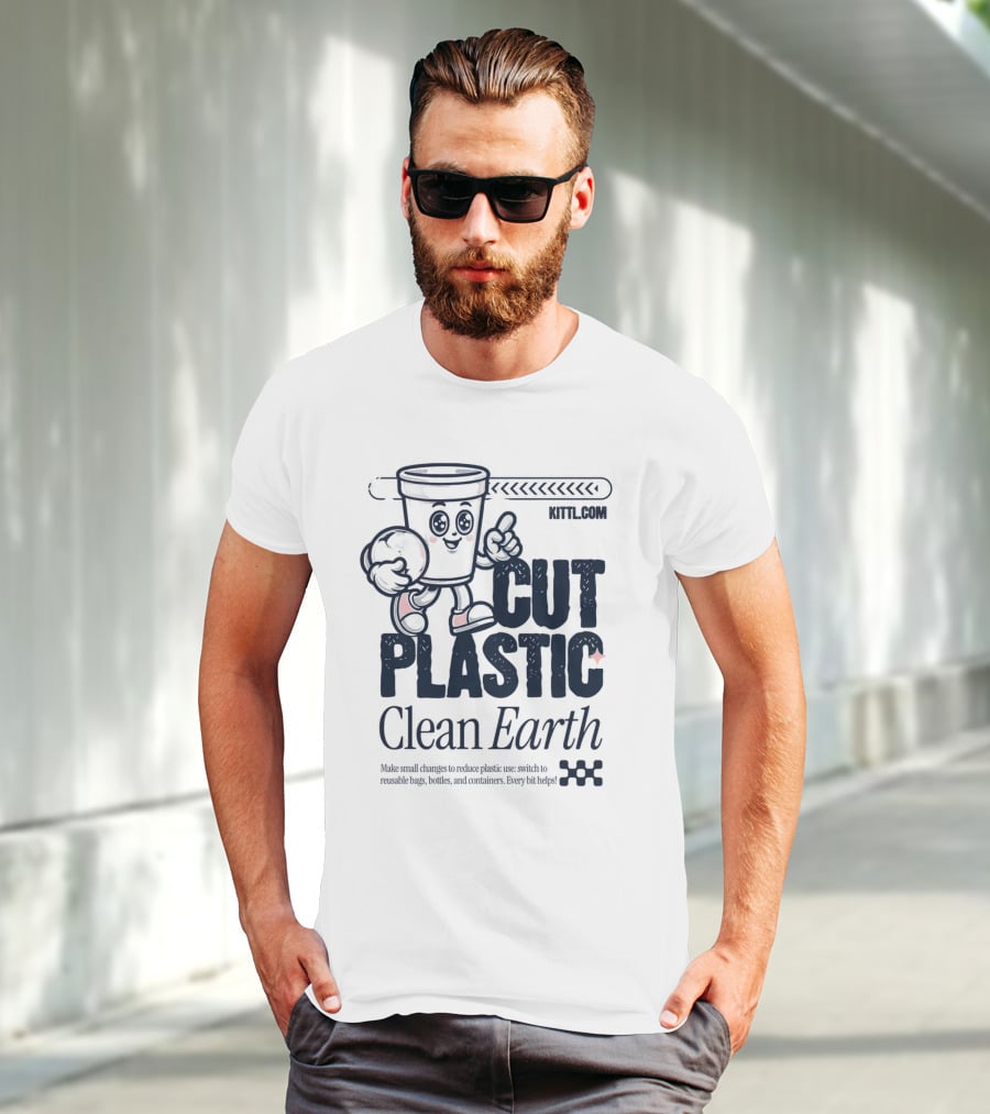 CUT PLASTIC Clean Earth KITTLCOM T-Shirt