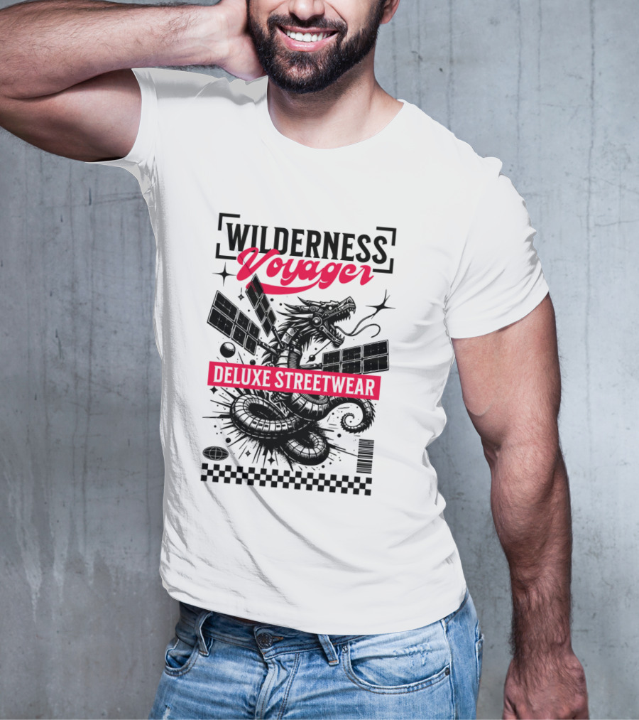 Wilderness Voyager Deluxe Streetwear Dragon Satellite T-Shirt