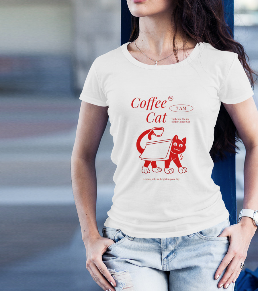 Coffee Cat 7 AM Embrace The Joy Of The Coffee Cat T-Shirt