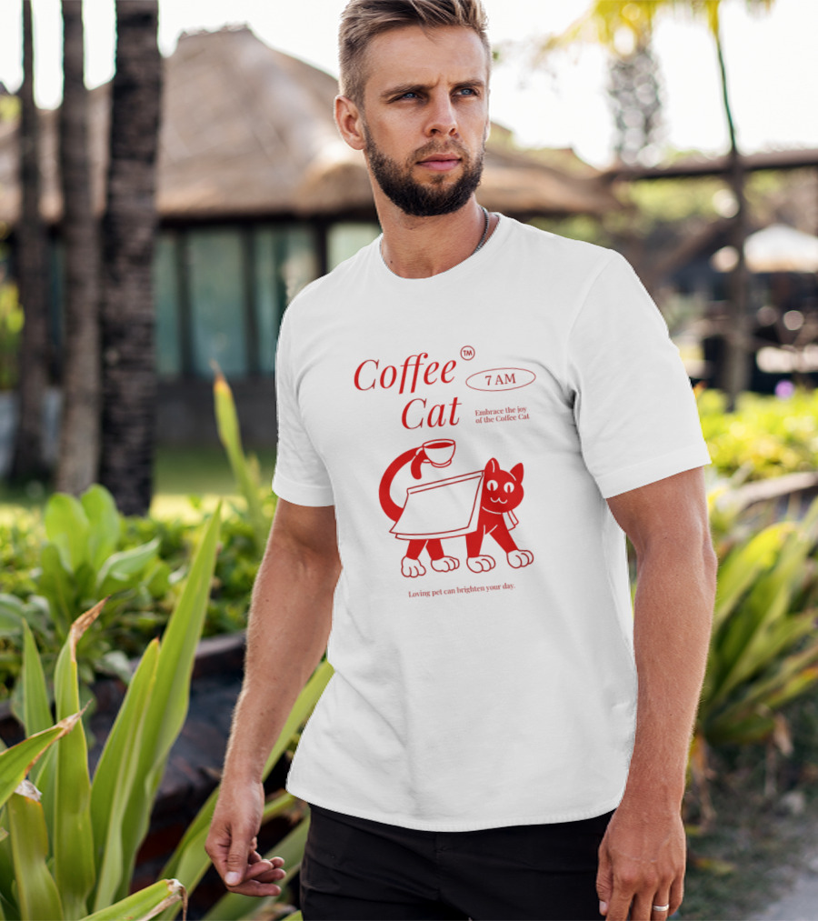 Coffee Cat 7 AM Embrace The Joy Of The Coffee Cat T-Shirt