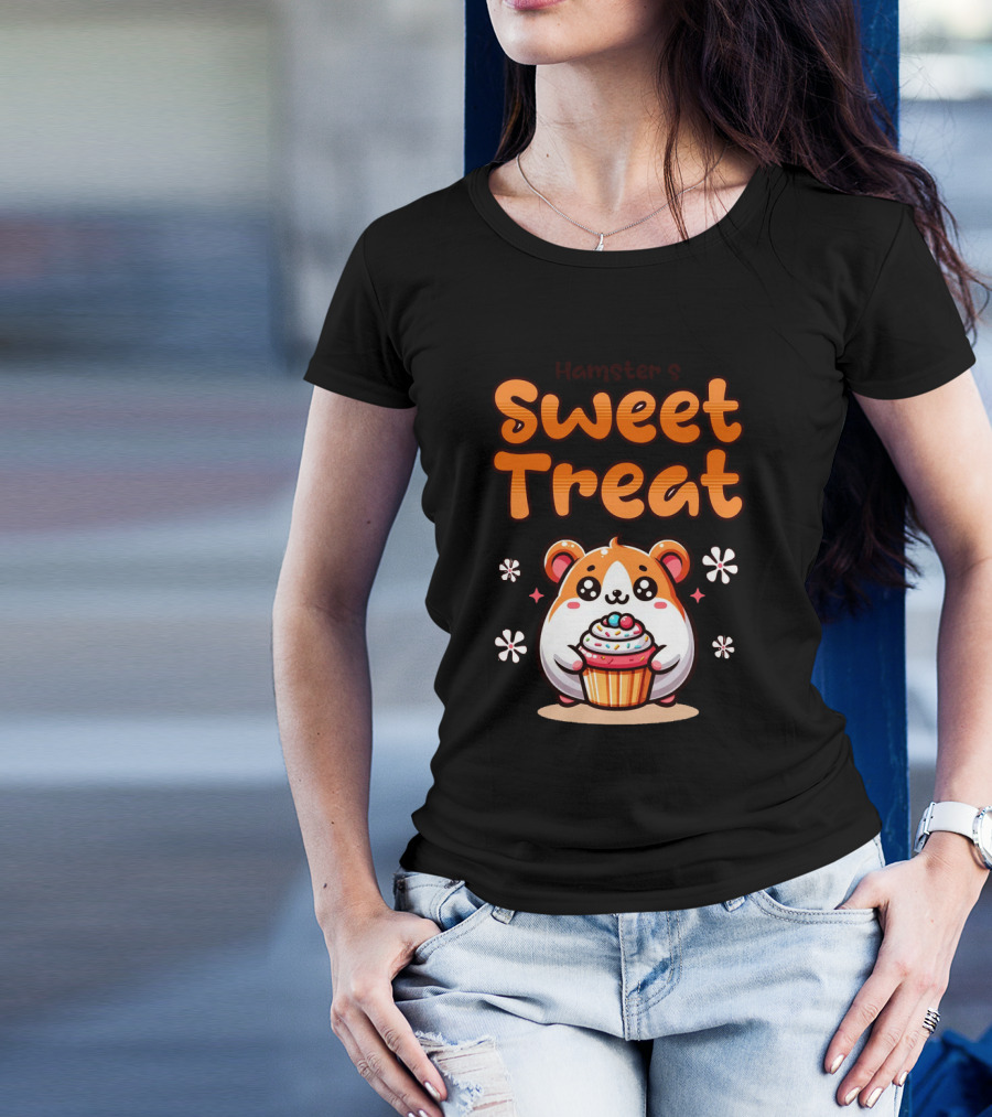 Hamster's Sweet Treat Cupcake Cute Creamy Delight T-Shirt