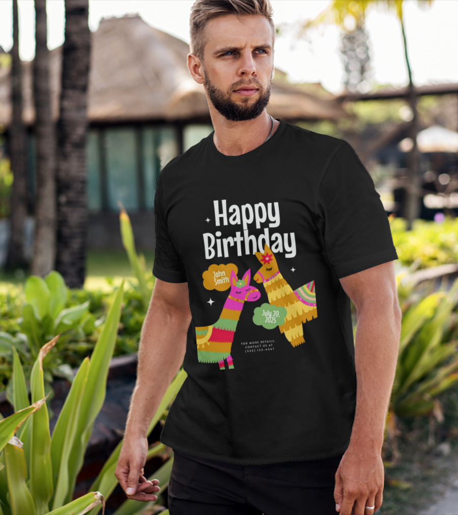 Happy Birthday John Smith Llamas July 20 2025 T-Shirt