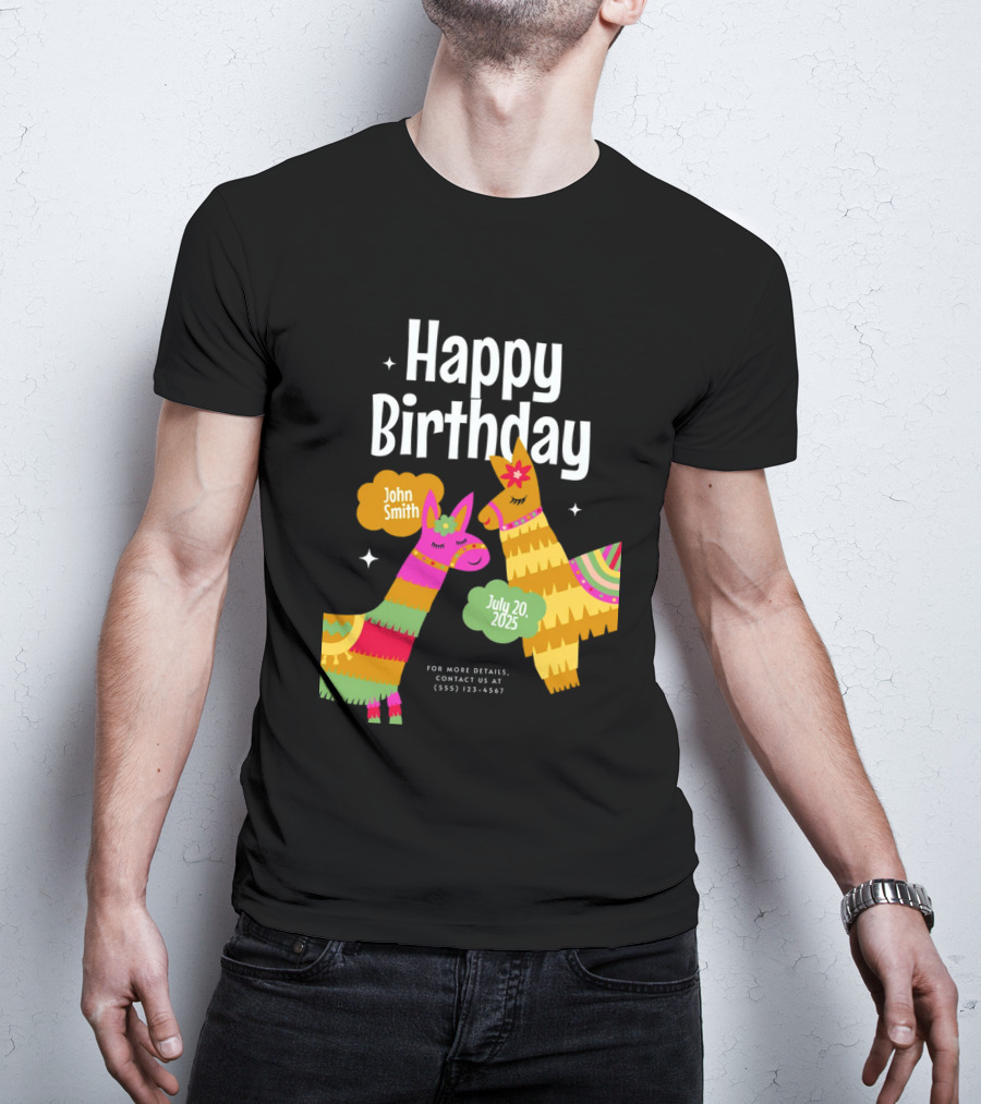 Happy Birthday John Smith Llamas July 20 2025 T-Shirt
