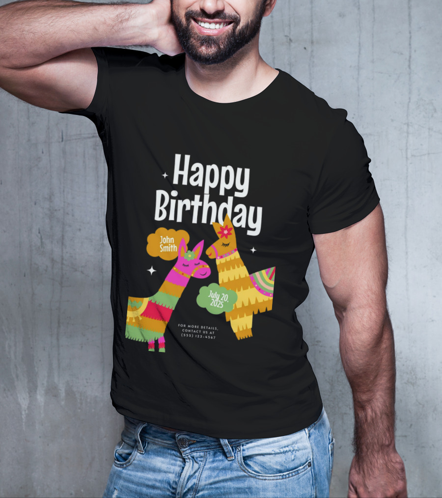 Happy Birthday John Smith Llamas July 20 2025 T-Shirt