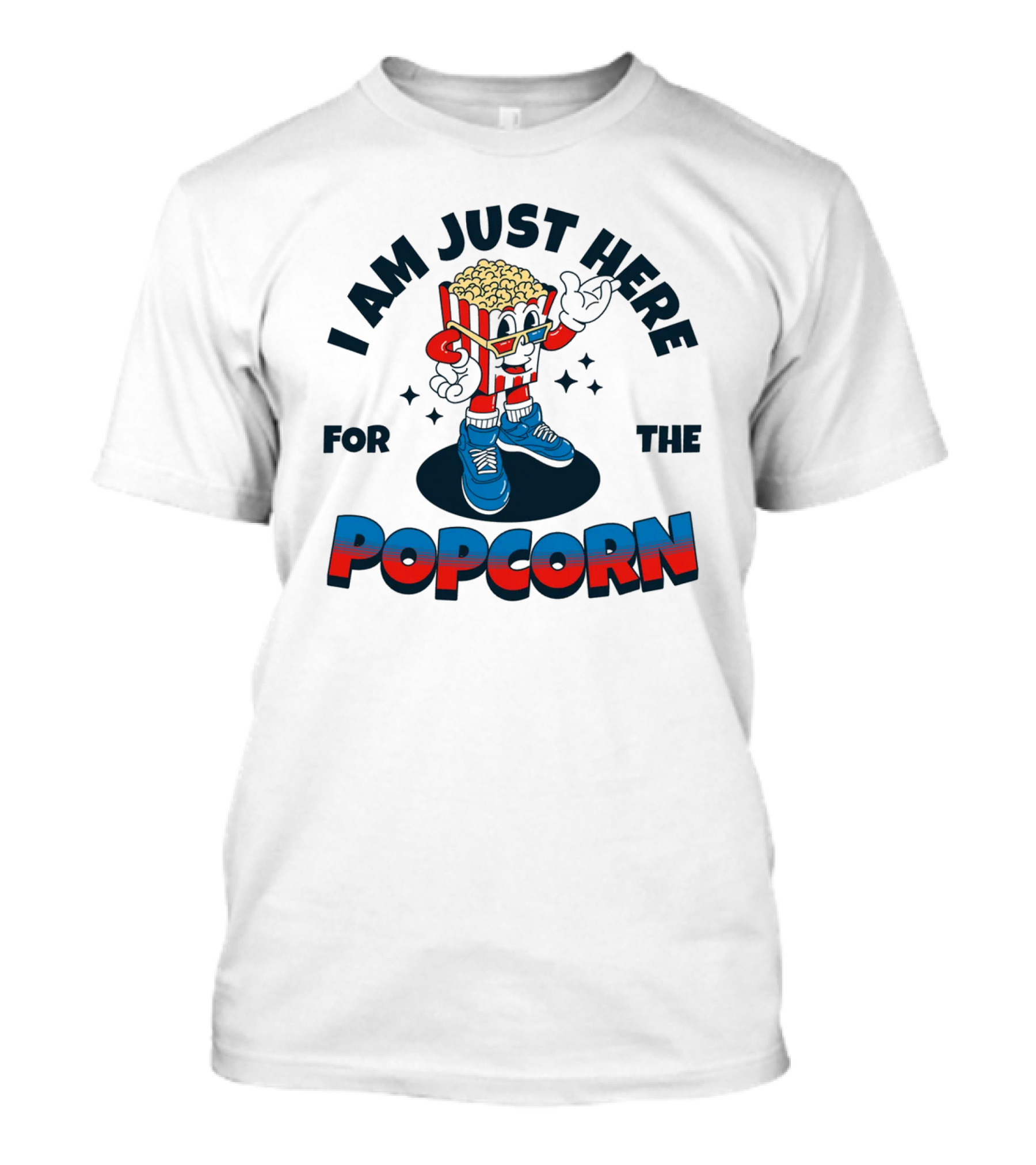 I Am Just Here For The Popcorn Retro Mascot T-Shirt