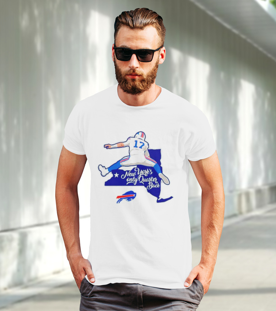 Buffalo Bills 17 New York's Only Quarterback With Iconic Jump And Team Colors T-Shirt