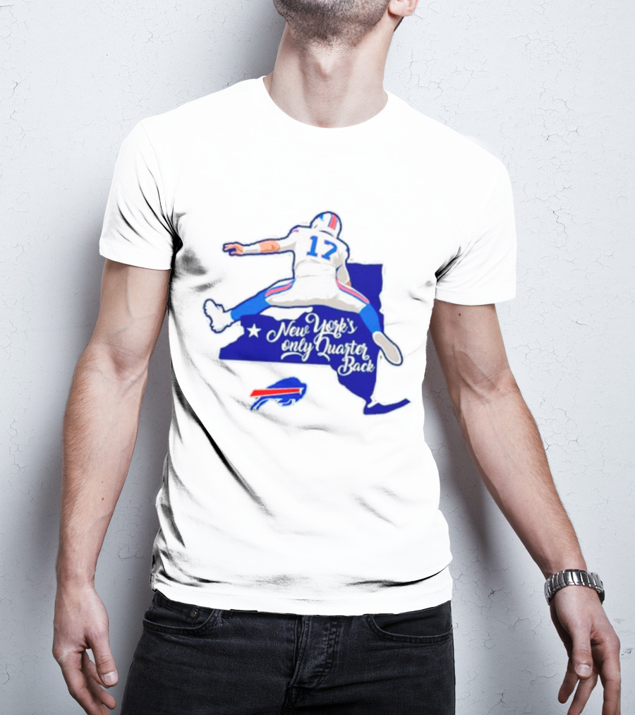 Buffalo Bills 17 New York's Only Quarterback With Iconic Jump And Team Colors T-Shirt