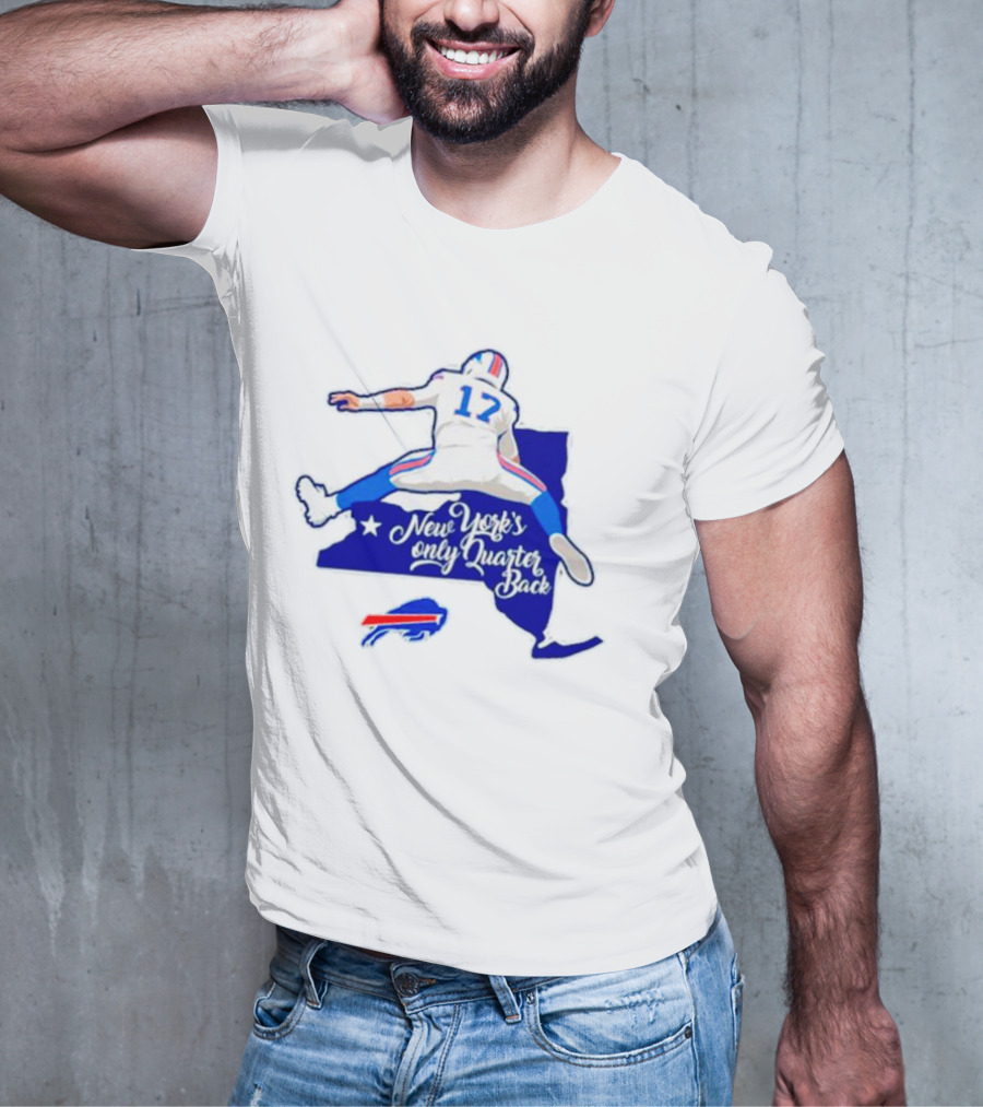 Buffalo Bills 17 New York's Only Quarterback With Iconic Jump And Team Colors T-Shirt
