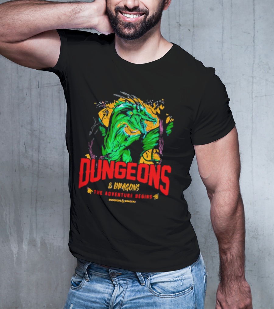 Dungeons And Dragons The Adventure Begins Green Dragon Fantasy T-Shirt