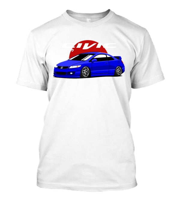 Civic SI JDM Cars Blue Honda With Japanese Characters T-Shirt