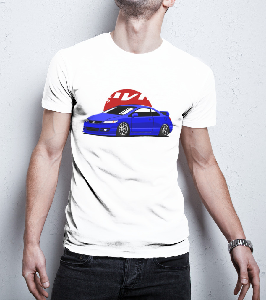 Civic SI JDM Cars Blue Honda With Japanese Characters T-Shirt