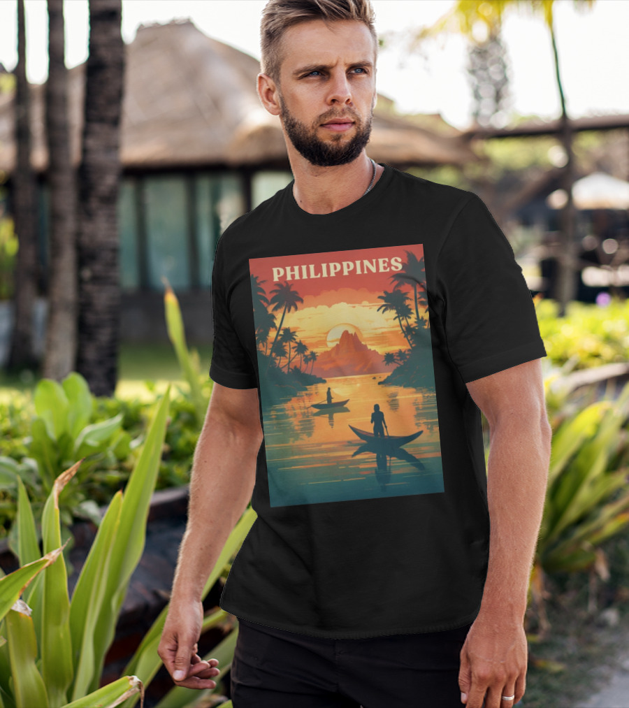 Philippines Sunset Canoe Adventure Tropical Paradise Scene T-Shirt