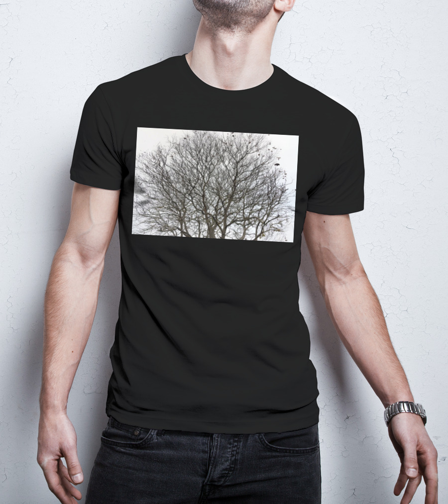 Winters Tracery Bare Tree Branches In Overcast Grey Sky T-Shirt