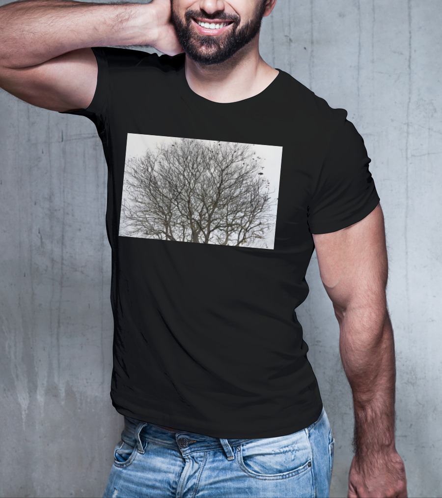 Winters Tracery Bare Tree Branches In Overcast Grey Sky T-Shirt