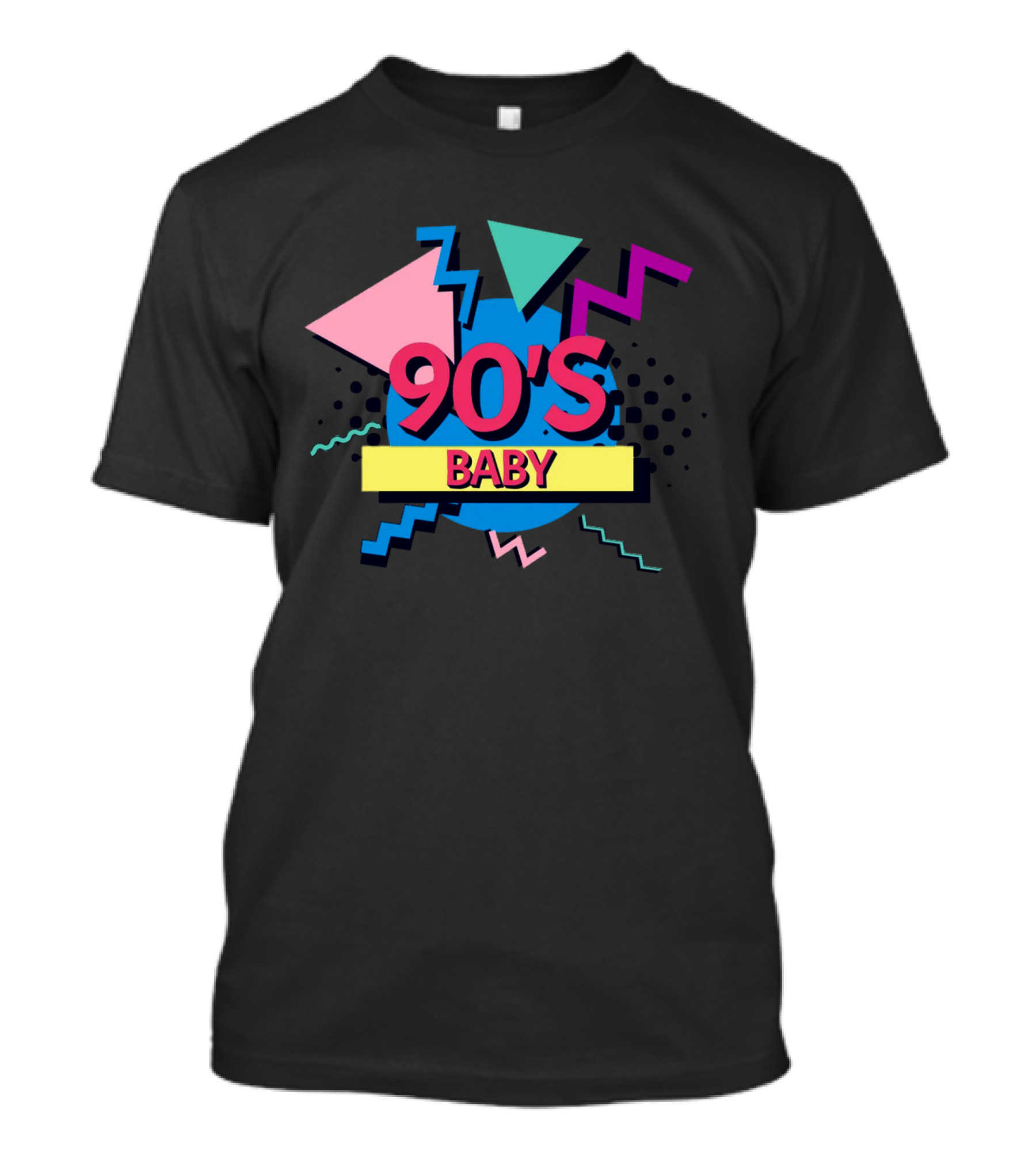 90's Baby Retro Geometric Shapes Colorful Triangles Zigzag T-Shirt