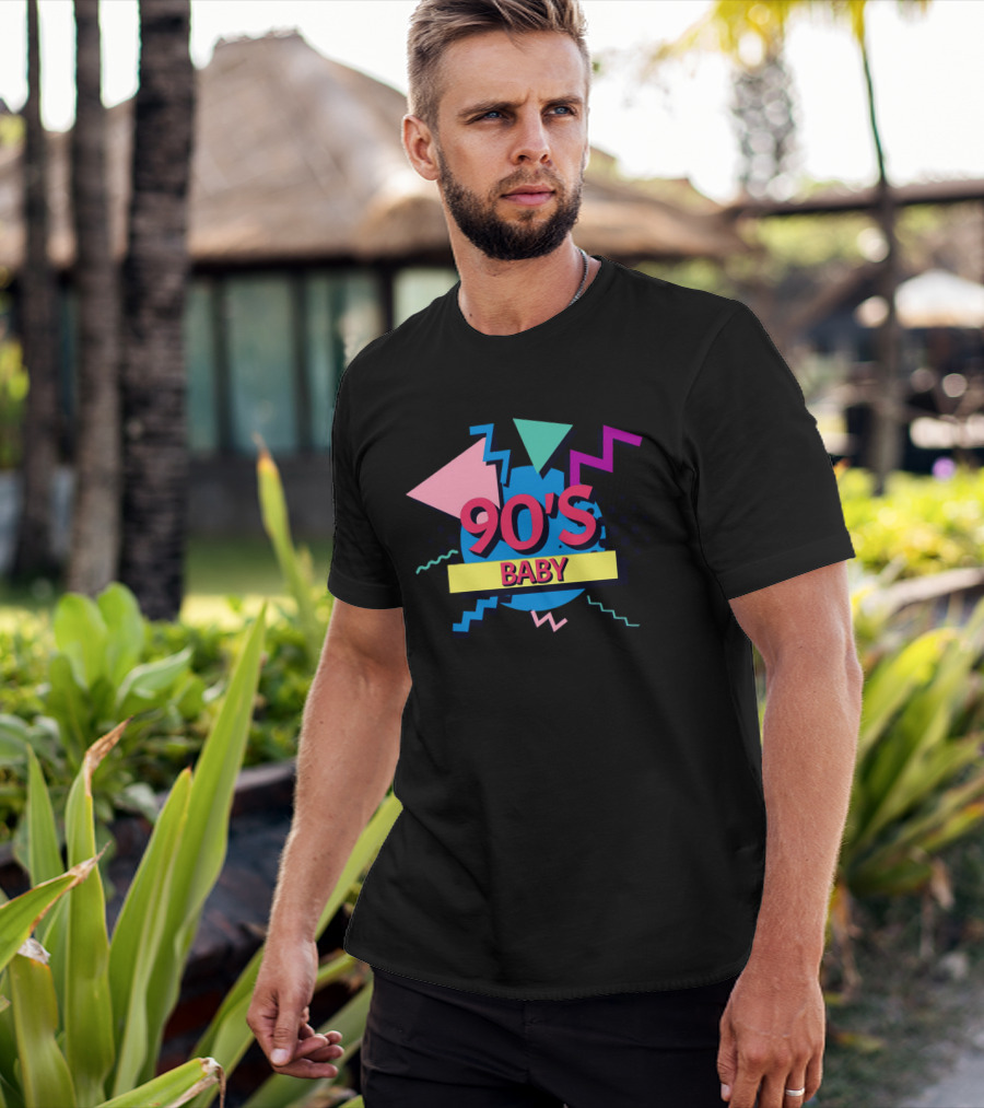 90's Baby Retro Geometric Shapes Colorful Triangles Zigzag T-Shirt