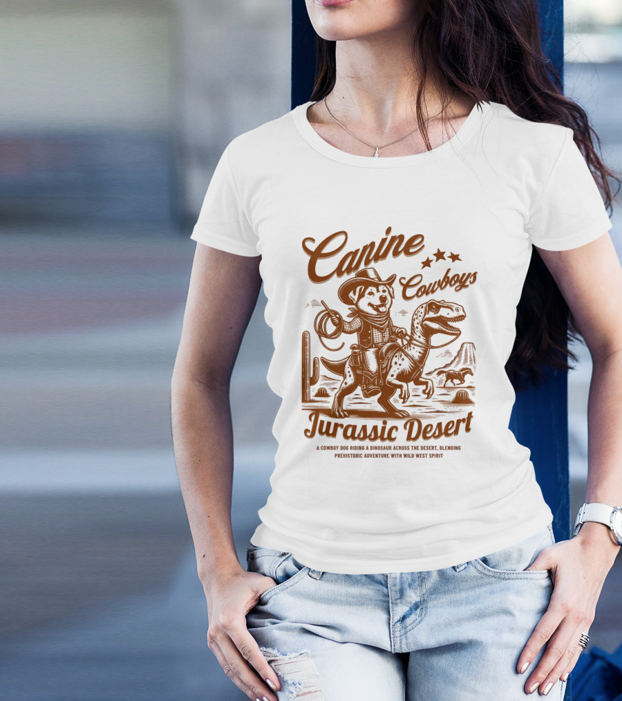 Canine Cowboys Jurassic Desert Adventure With Wild West Spirit T-Shirt