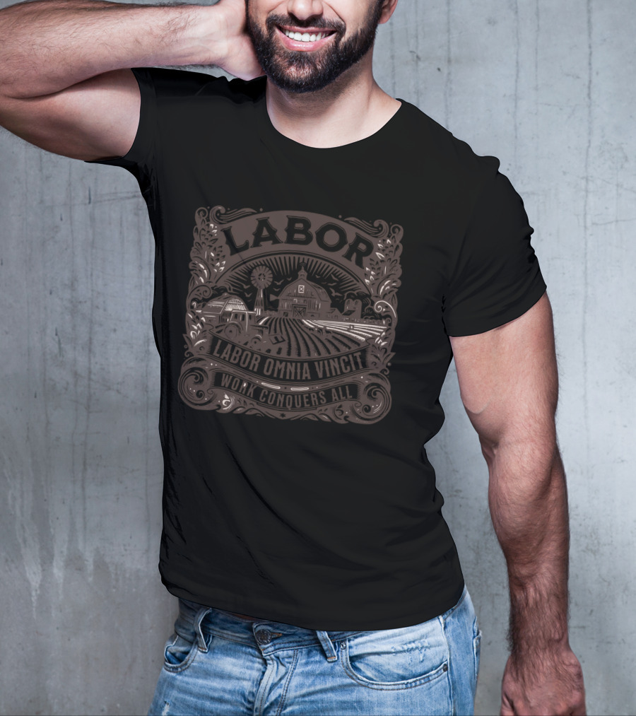 Labor Omnia Vincit Work Conquers All Farm Barn Windmill T-Shirt