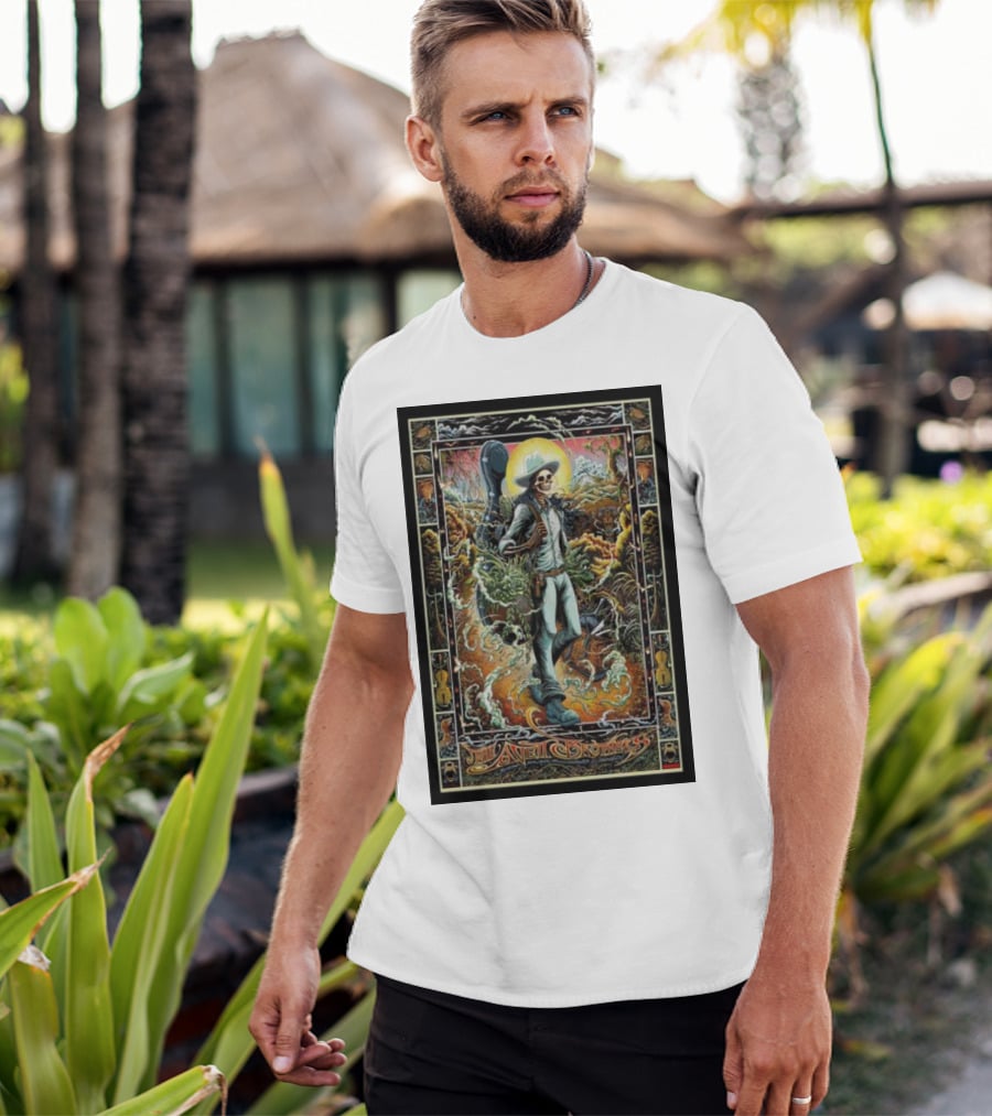 The Avett Brothers Skeleton Cowboy With Guitar And Sunburst Background Stanford T-Shirt