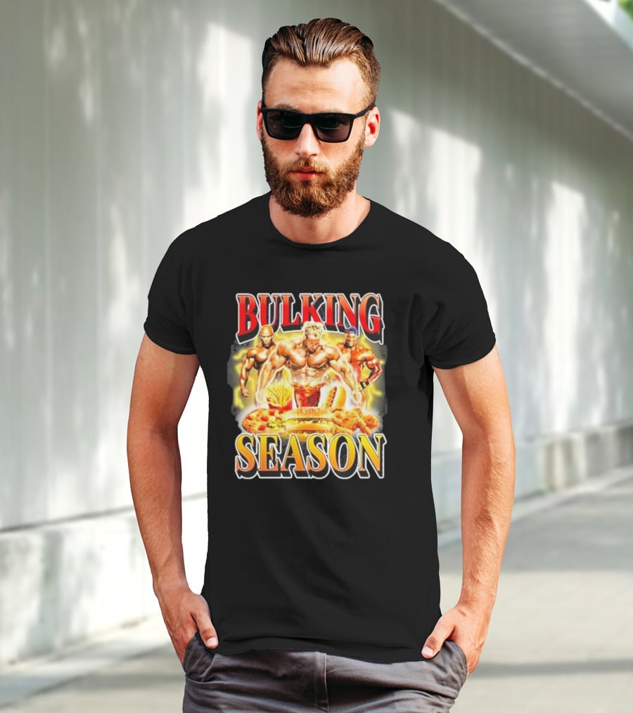 Notsafeforwear Bulking Season Muscular Trio And Feast T-Shirt