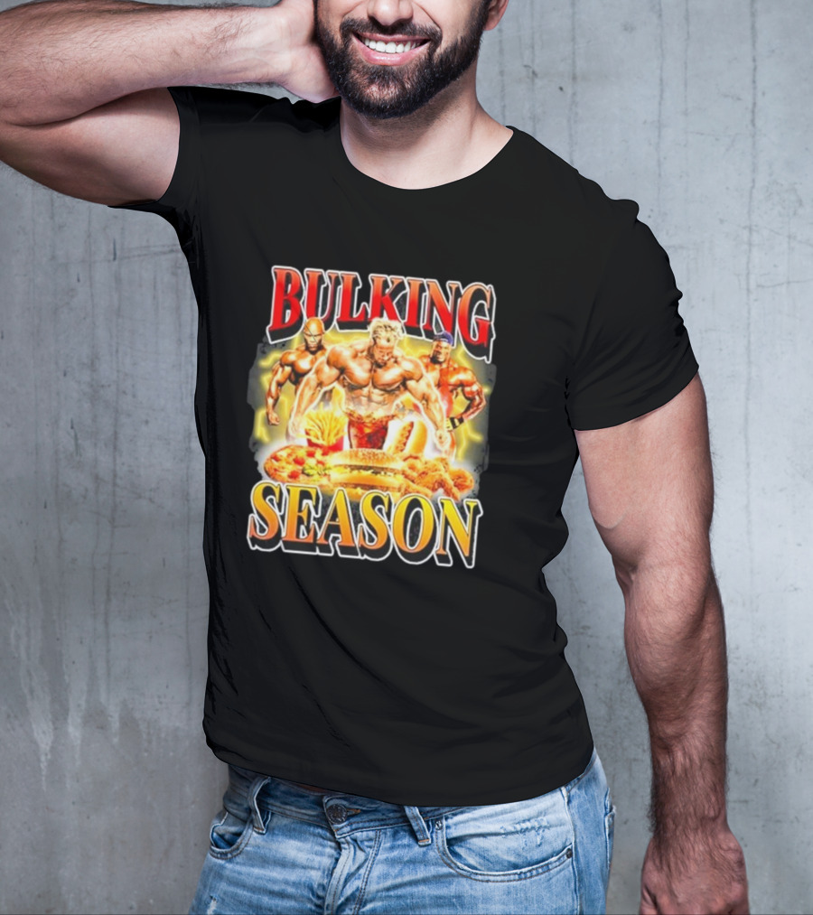 Notsafeforwear Bulking Season Muscular Trio And Feast T-Shirt