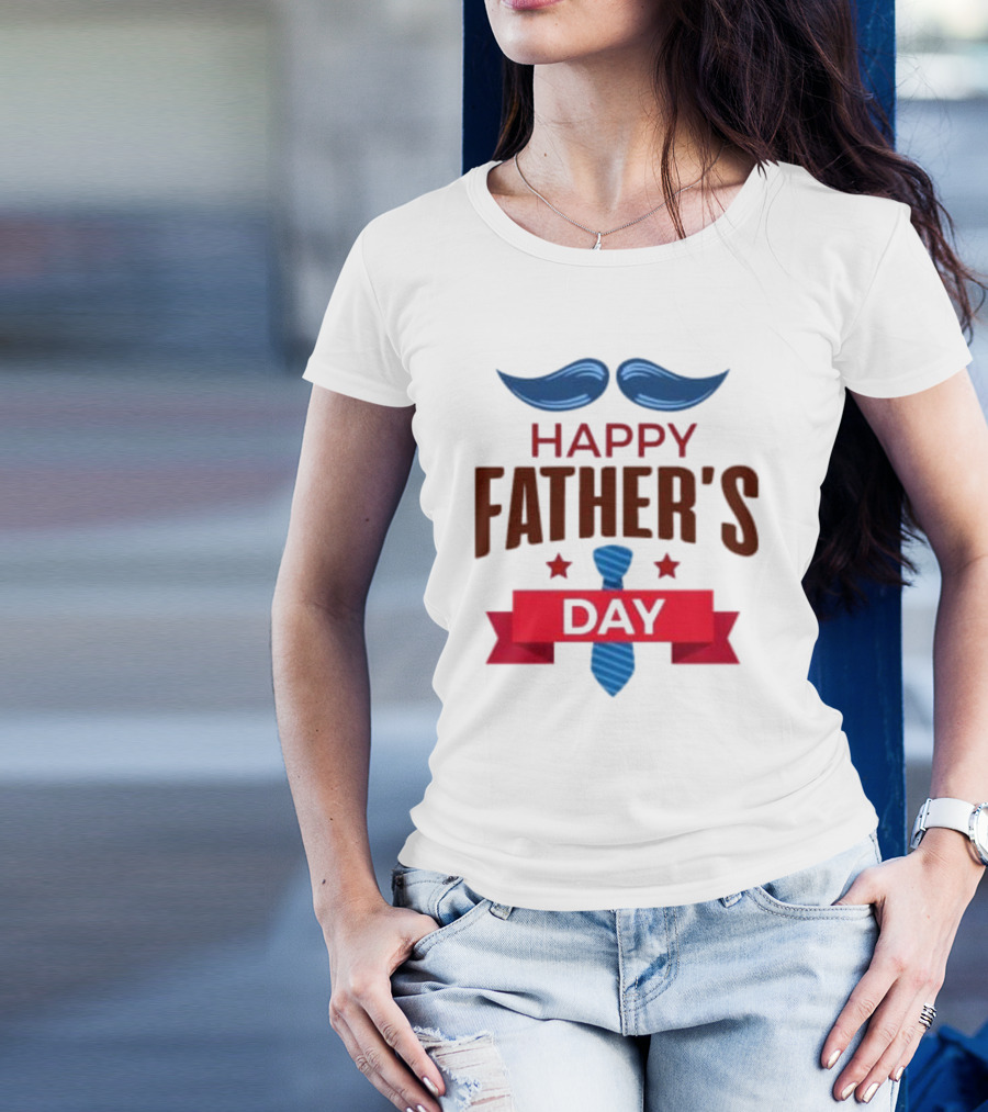 Happy Father's Day Blue Mustache And Tie T-Shirt