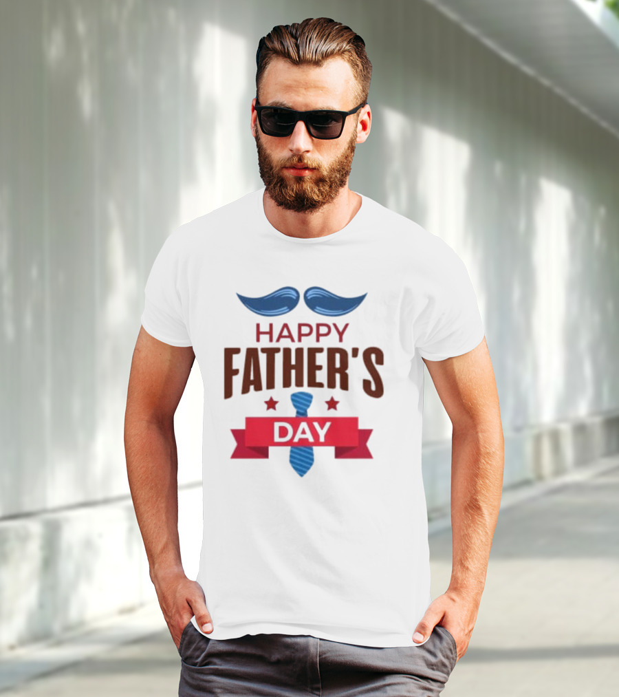Happy Father's Day Blue Mustache And Tie T-Shirt
