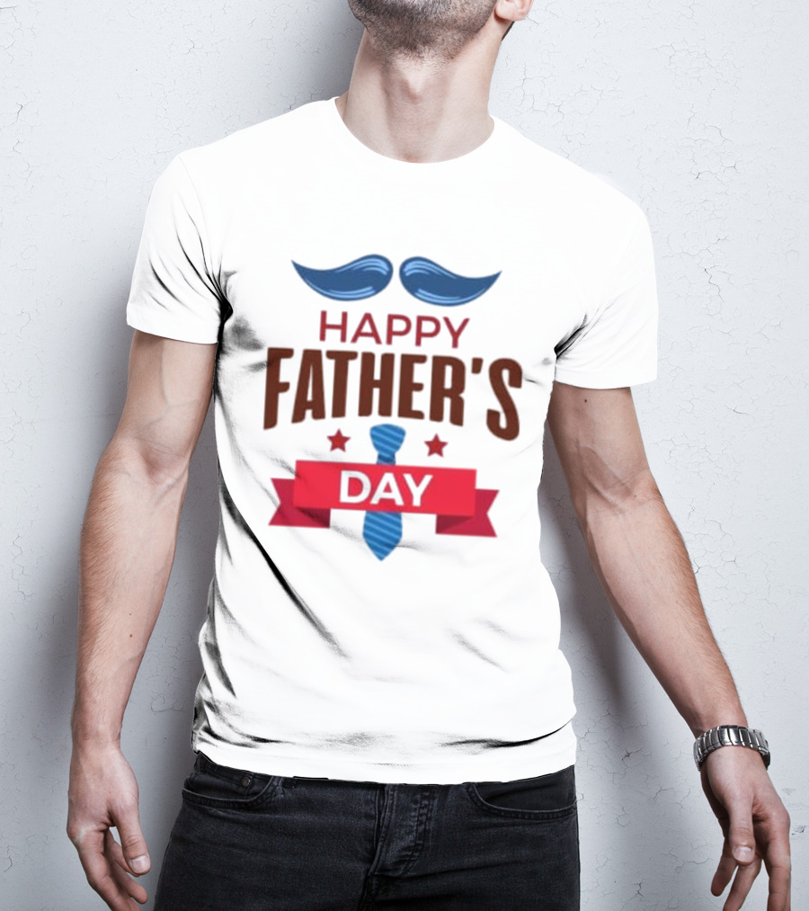 Happy Father's Day Blue Mustache And Tie T-Shirt