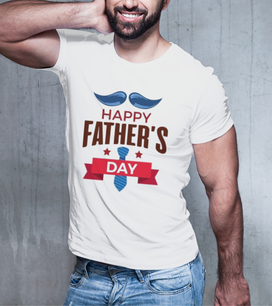 Happy Father's Day Blue Mustache And Tie T-Shirt