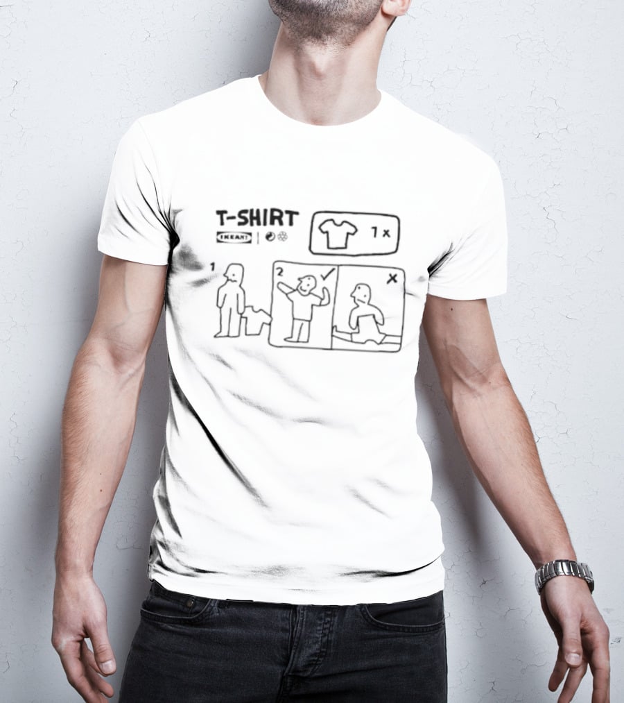 T-Shirt Flat Pack Ikean’t Humor Instructions Drawing T-Shirt